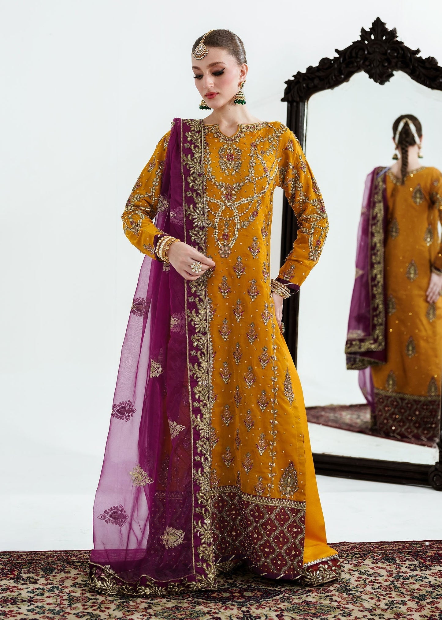 Embroidered Chiffon Wedding Guest Wear Online in Dubai UAE Abudhabi Ajman Sharjah