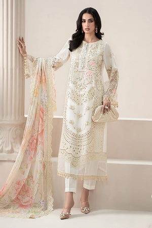 Embroidered Chikankari Lawn Front with Organza Patch Online in Dubai UAE Abudhabi Ajman Sharjah