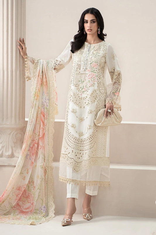 Embroidered Chikankari Lawn Front with Organza Patch Online in Dubai UAE Abudhabi Ajman Sharjah