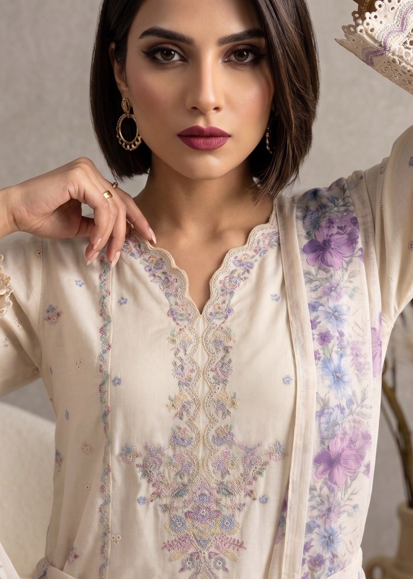 Embroidered Cotton Festive Wear Suit Online in Sri Lanka India Australia