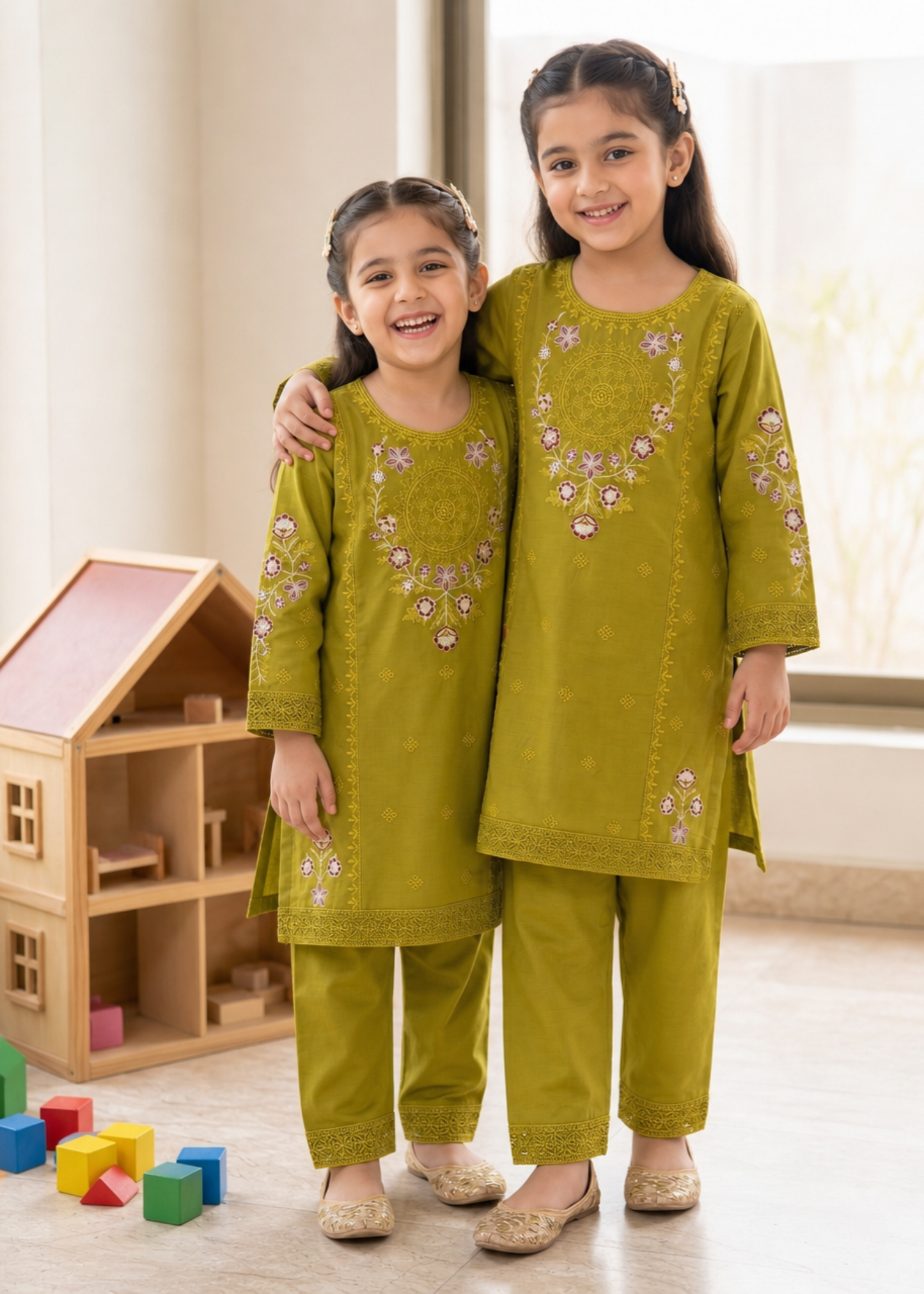 Embroidered Cotton Kurta for Girls Online in UK USA Canada