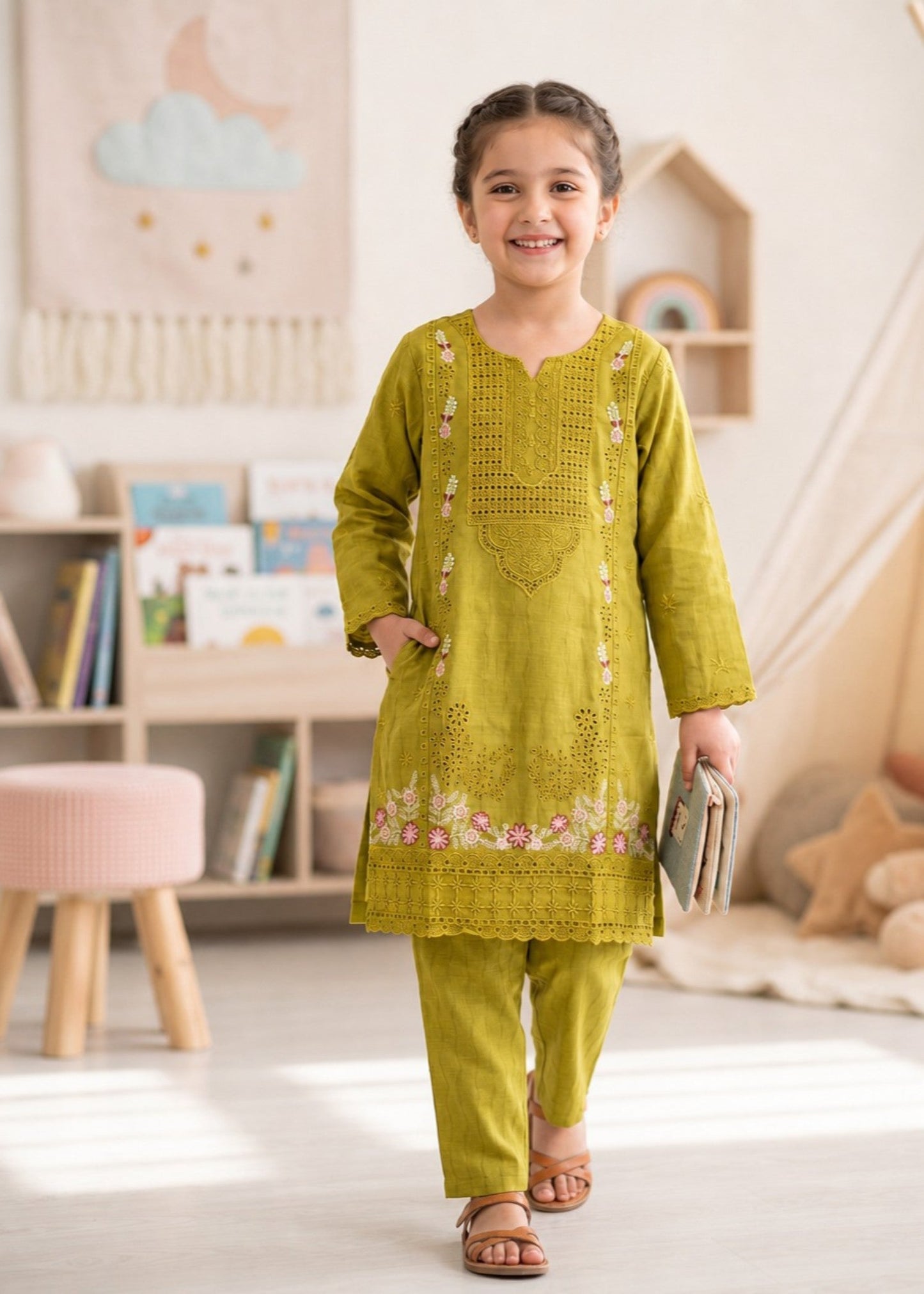 Embroidered Cotton Kurta Set for Daily Wear Online in UK USA Canada