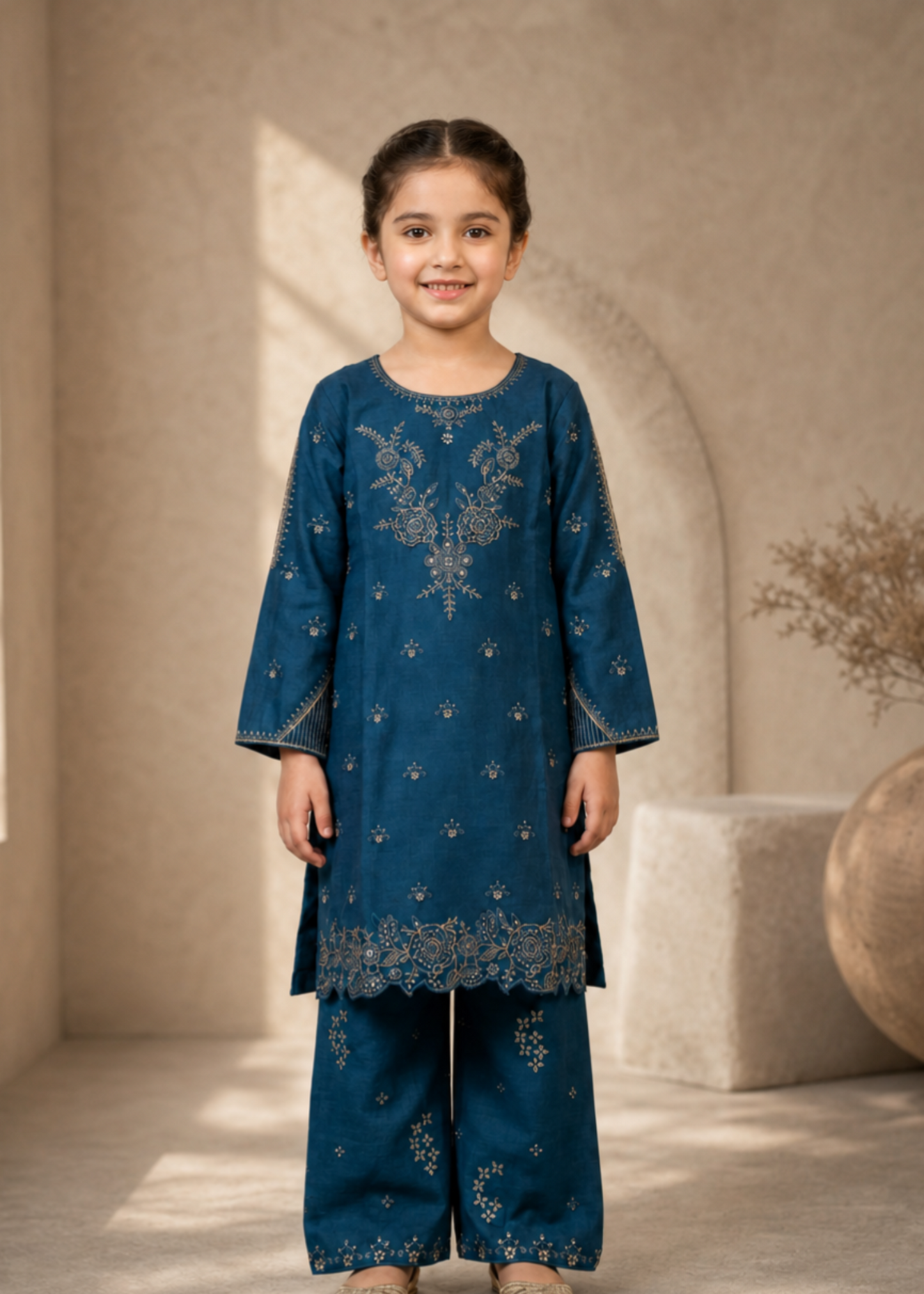 Embroidered Cotton Kurta Set Girls Summer Wear Online in UK USA Canada