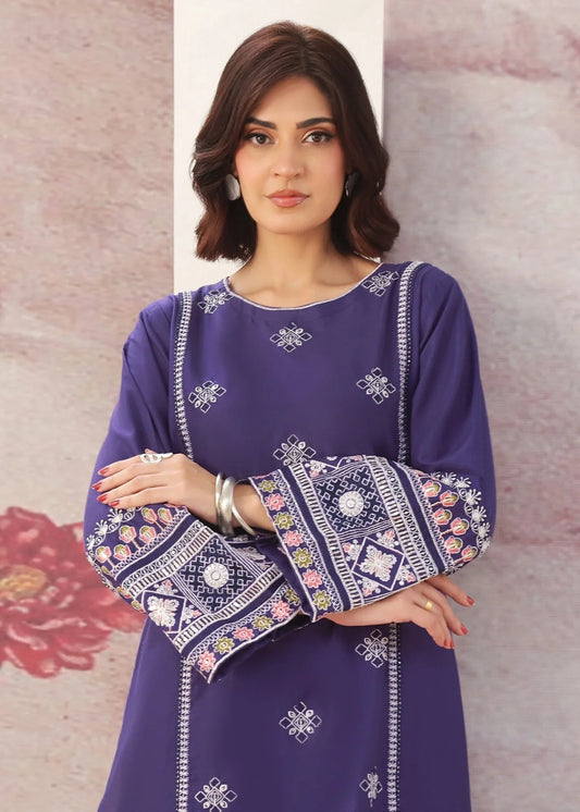 Embroidered Cotton Kurta Set Purple Heart Online in Sri Lanka India Australia