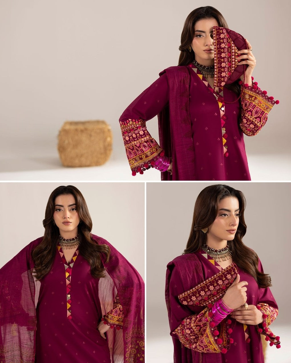 Embroidered Cotton Maroon Shalwar Kameez Online in UK USA Canada