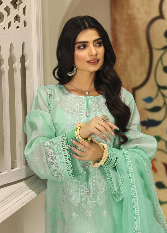 Embroidered Cotton Mint Green Pakistani Suit Online in Dubai DXB UAE Abudhabi Meena Bazaar