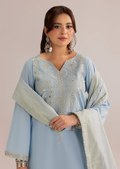 Embroidered Cotton Plazzo Suit with Zari Dupatta Online in KSA Riyadh Saudi Arabia Oman Bahrain Qatar