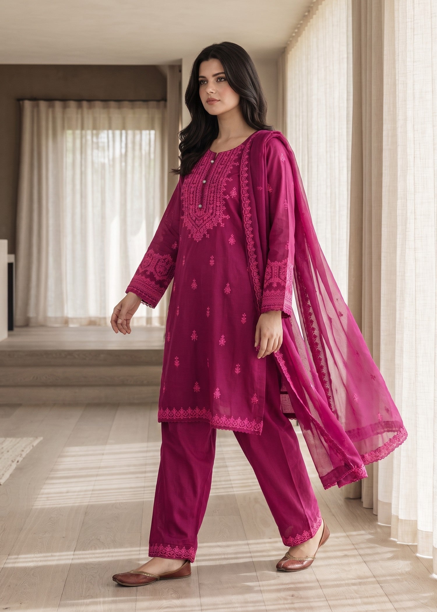 Embroidered Cotton Salwar Kameez for Women Online in KSA Riyadh Saudi Arabia Oman Bahrain Qatar