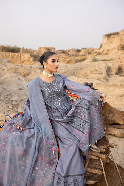 Embroidered Cotton Straight Trouser Suit Online in Dubai UAE Abudhabi Ajman Sharjah