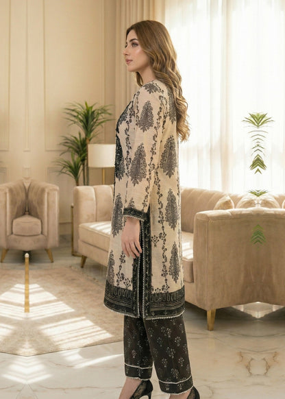 Embroidered Cream Farshi Shalwar Pakistani Suit Online in Dubai DXB UAE Abudhabi Meena Bazaar