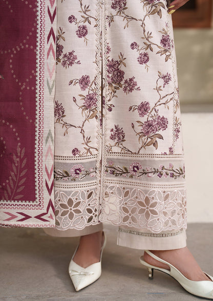 Embroidered Cream Lawn Suit for Women Online in Dubai UAE Abudhabi Ajman Sharjah