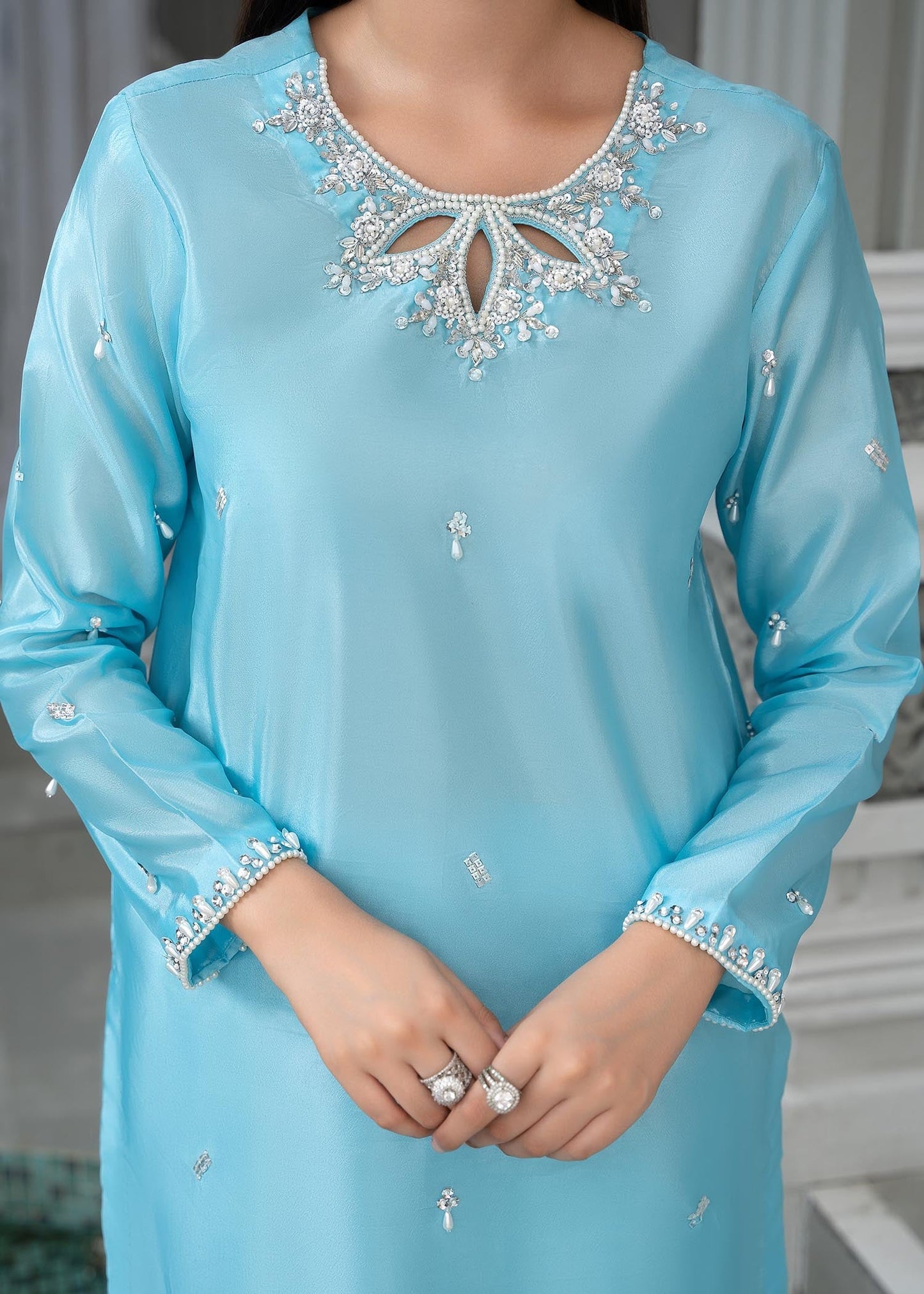 Embroidered Dark Cyan Katan Silk Straight Kurta Suit Online in Dubai UAE Abudhabi Ajman Sharjah