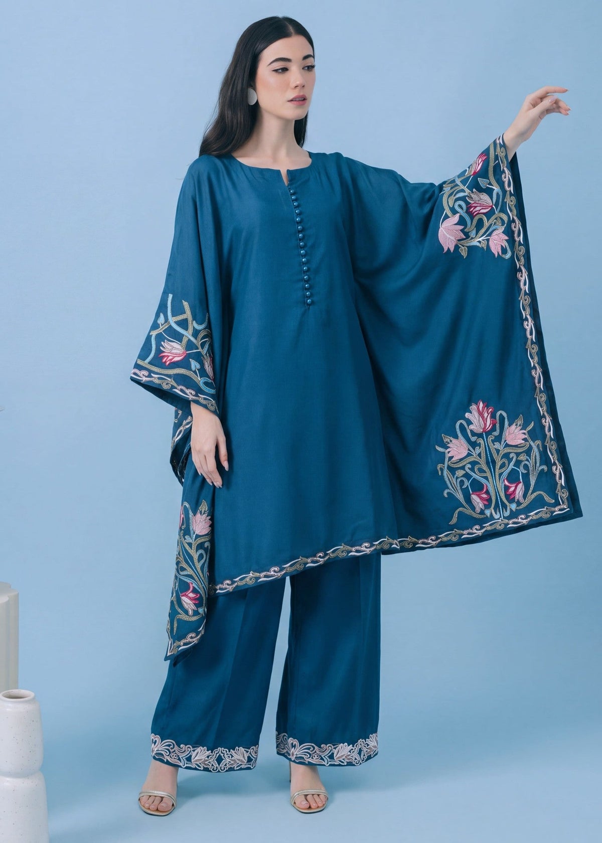 Embroidered Dhanak Kaftan Daily Wear Pakistani Designer Suits Online in Dubai UAE Abudhabi Ajman Sharjah
