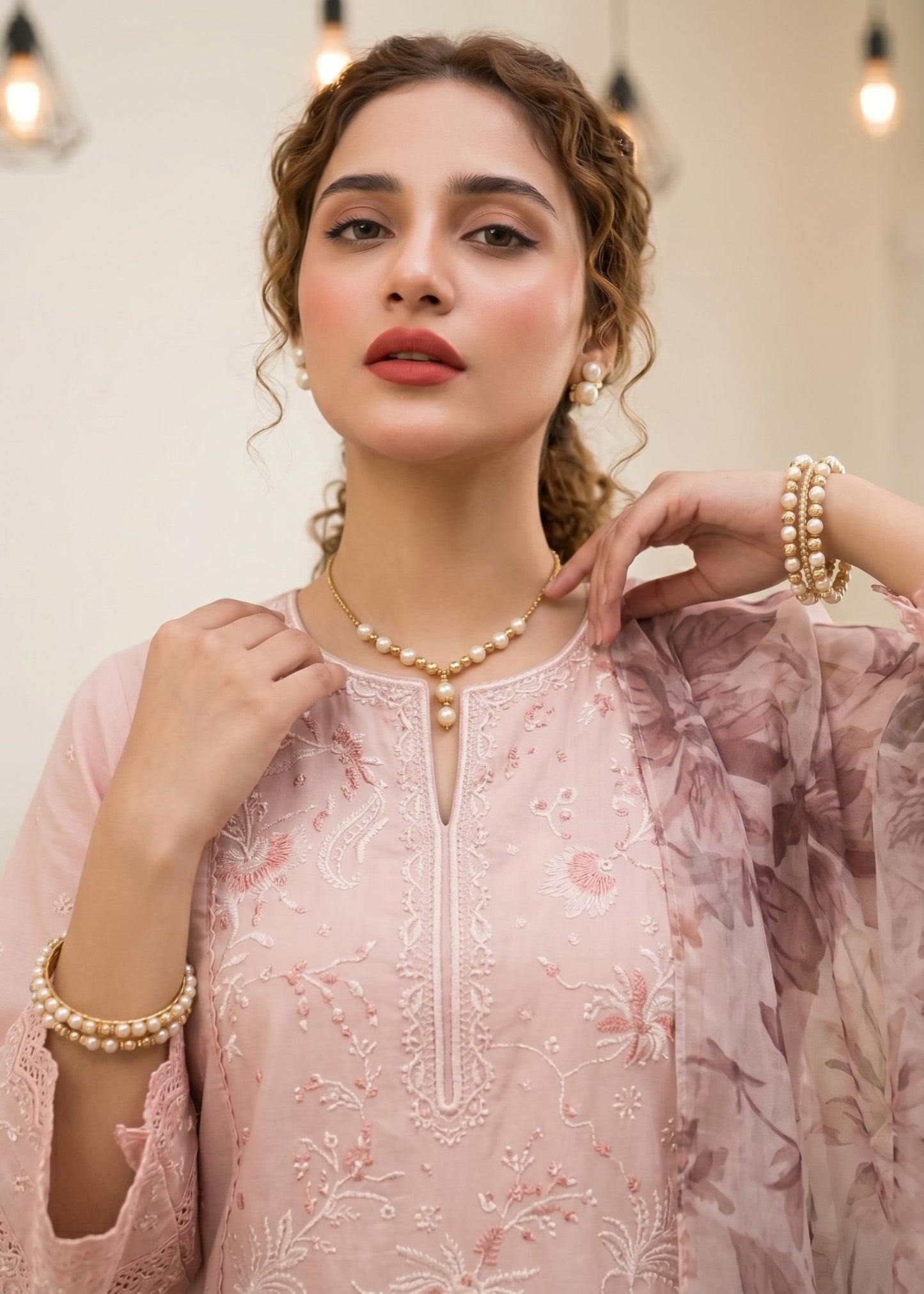 Embroidered Farshi Shalwar Pink Cotton Online in Sri Lanka India Australia