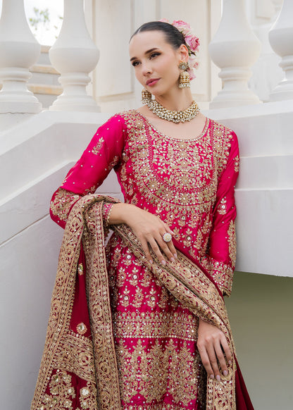 Embroidered Fuchsia Charmuse Festive Dress Online in Sri Lanka India Australia