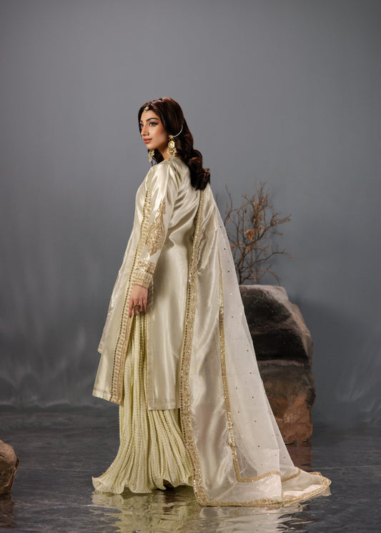 Embroidered Gold Tissue Party Wear Suit Online in Dubai DXB UAE Abudhabi Meena Bazaar