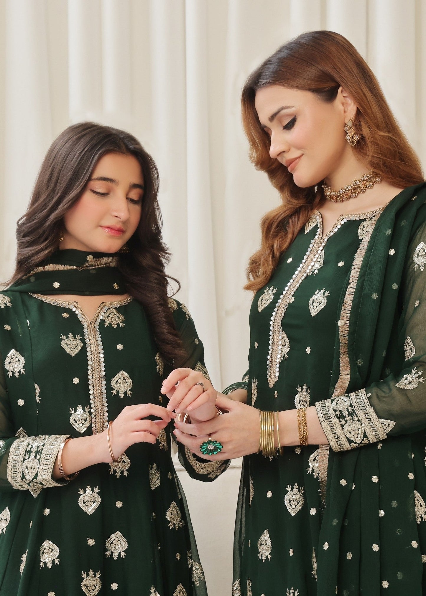 Embroidered Green Chiffon Festive Suit Online in Dubai DXB UAE Abudhabi Meena Bazaar