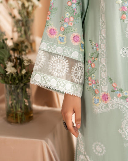 Embroidered Green Cotton Pakistani Designer Suit Online in Dubai UAE Abudhabi Ajman Sharjah