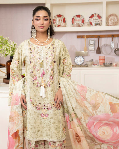Embroidered Green Lawn Farshi Suit Online in Dubai DXB UAE Abudhabi Meena Bazaar
