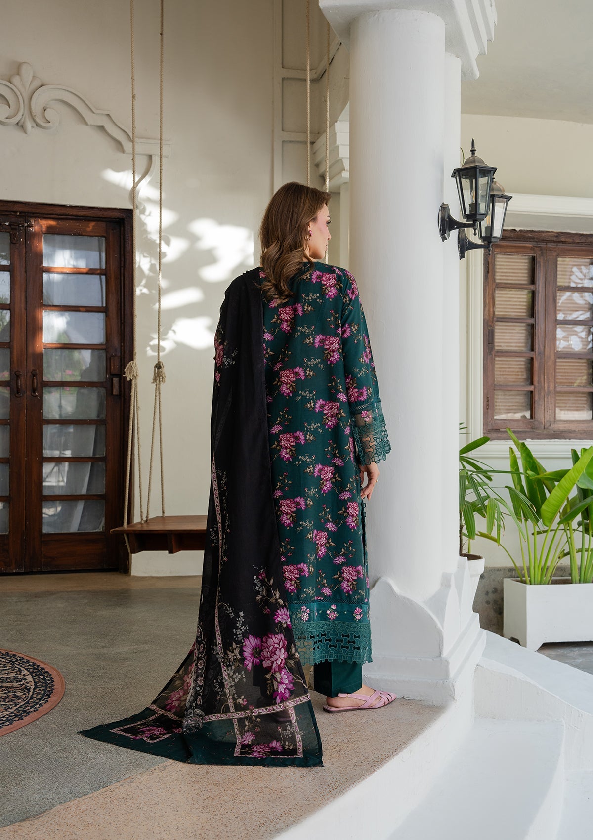 Embroidered Green Lawn Pakistani Suit Online in Dubai DXB UAE Abudhabi Meena Bazaar