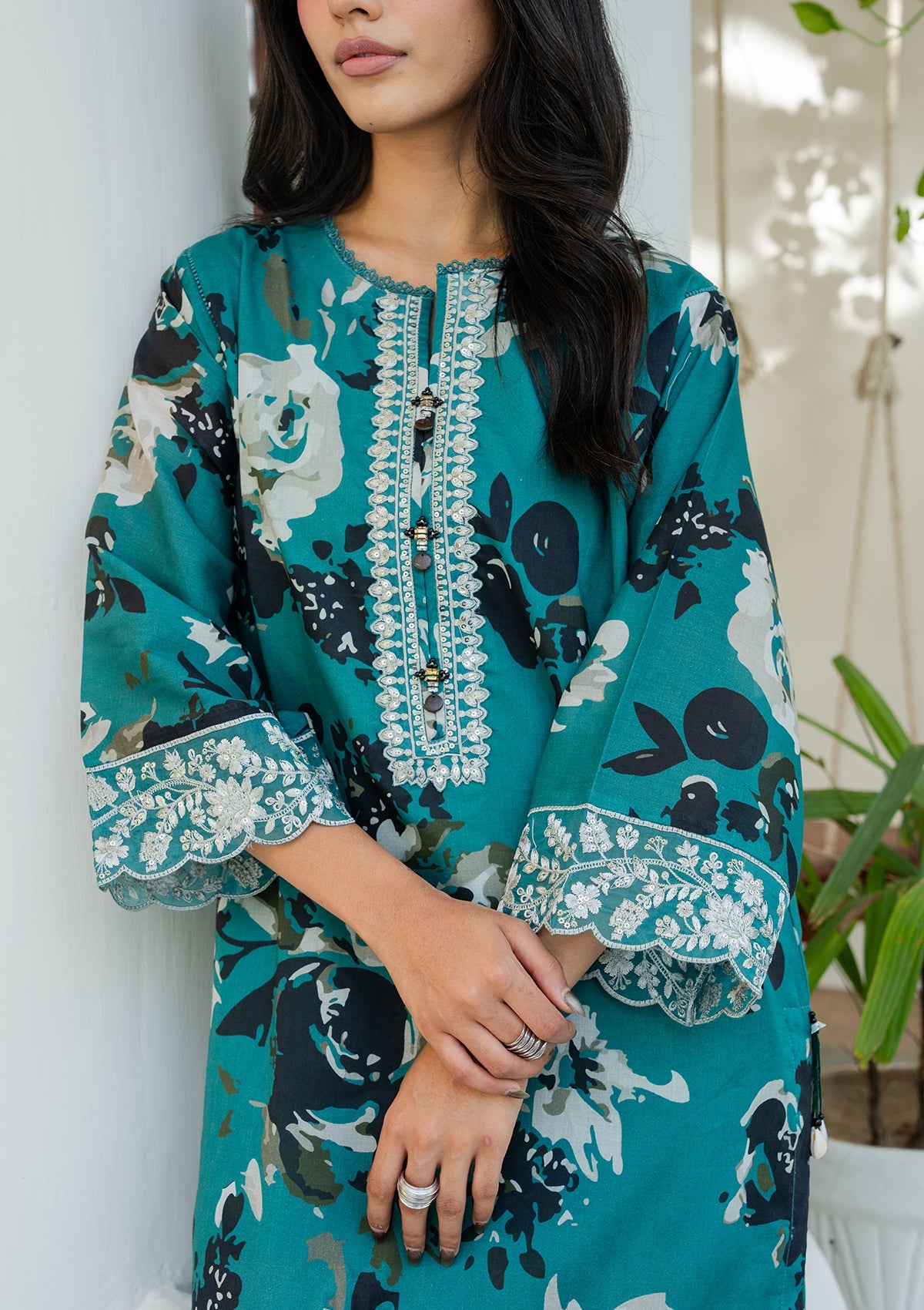Embroidered Green Lawn Pakistani Suit Online in Dubai DXB UAE Abudhabi Meena Bazaar