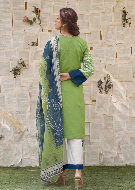 Embroidered Green Lawn Salwar Kameez Online in KSA Riyadh Saudi Arabia Oman Bahrain Qatar