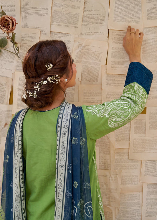 Embroidered Green Lawn Suit Online in Dubai DXB UAE Abudhabi Meena Bazaar