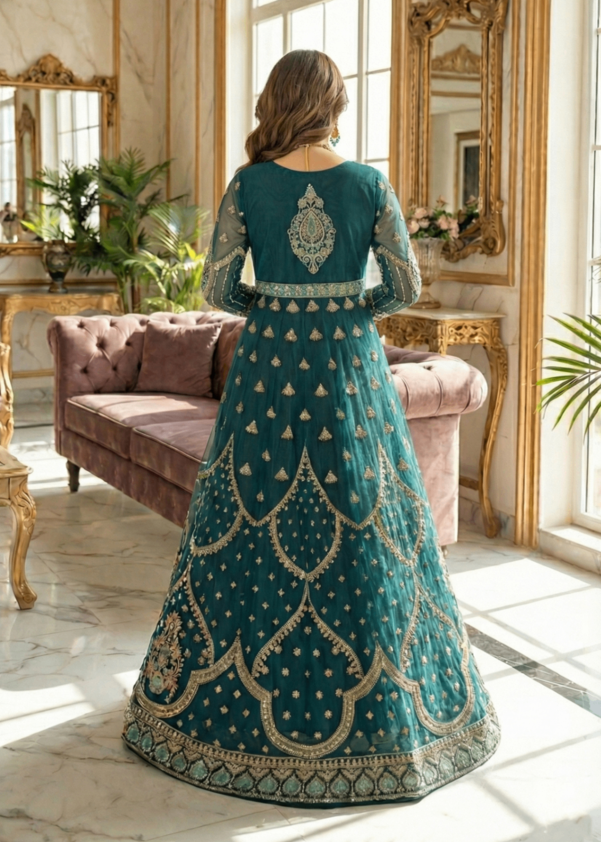 Embroidered Green Organza Festive Wear Salwar Suit Online in Sri Lanka India Australia