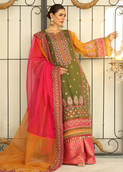 Embroidered Green Organza Pakistani Party Wear Online in Dubai UAE Abudhabi Ajman Sharjah