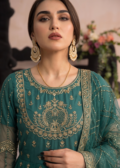 Embroidered Green Organza Pakistani Partywear Suit Online in Dubai DXB UAE Abudhabi Meena Bazaar