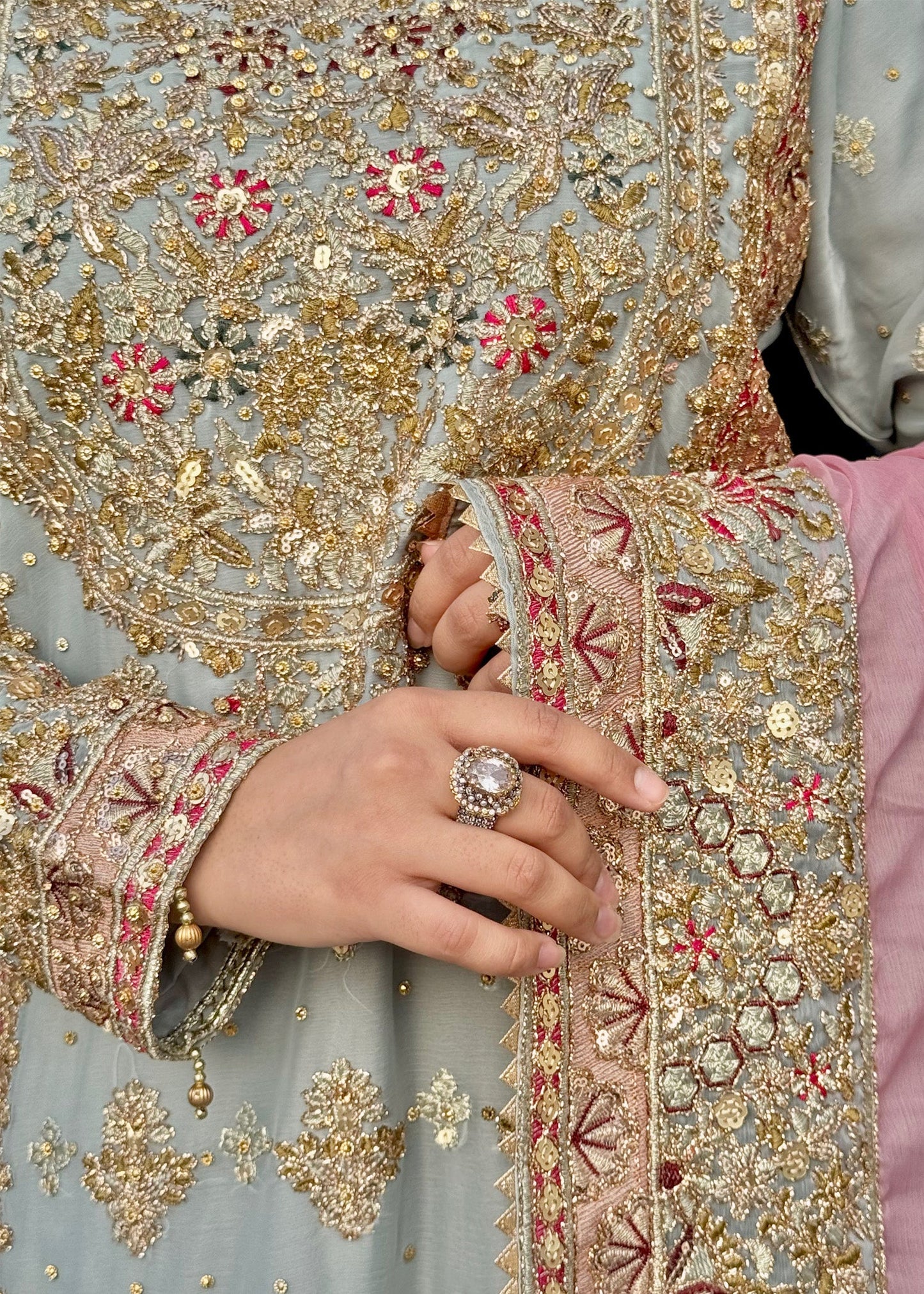 Embroidered Grey Chiffon Shalwar Kameez Online in Dubai UAE Abudhabi Ajman Sharjah