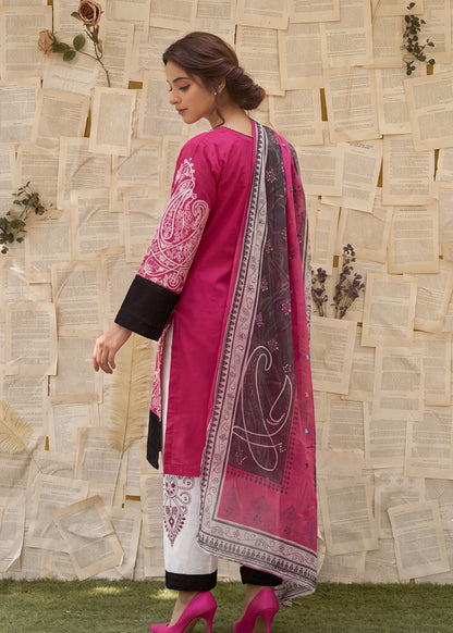 Embroidered Hot Pink Lawn Salwar Kameez Online in KSA Riyadh Saudi Arabia Oman Bahrain Qatar