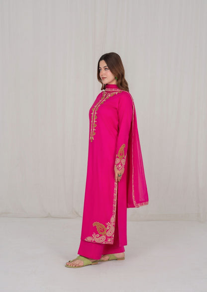 Embroidered Hot Pink Lawn Salwar Suit Online in Dubai UAE Abudhabi Ajman Sharjah