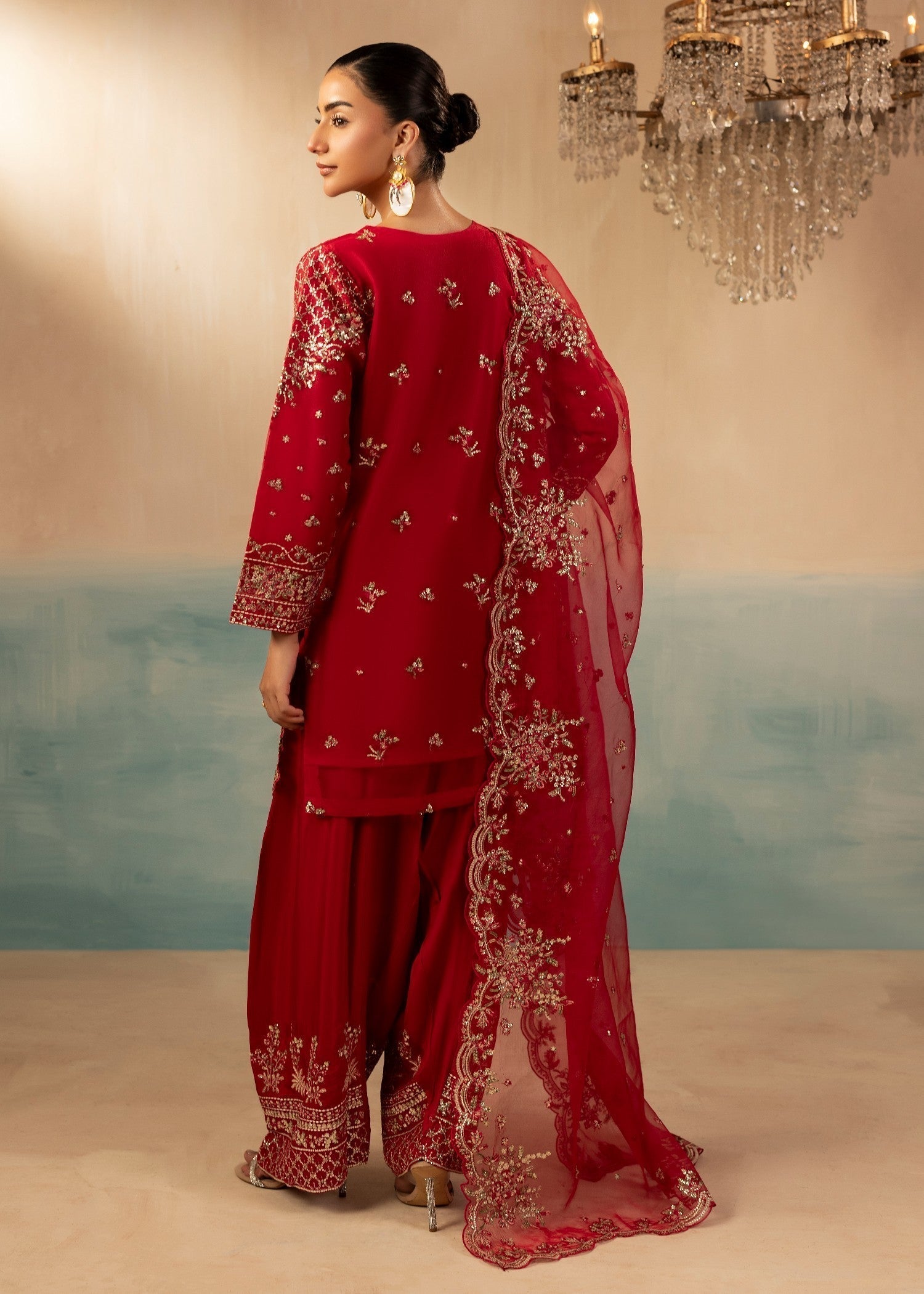 Embroidered Hot Pink Raw Silk Farshi Salwar Kameez Online in KSA Riyadh Saudi Arabia Oman Bahrain Qatar