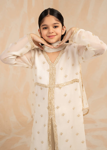 Embroidered Ivory Chiffon Straight Trouser Suit Online in Sri Lanka India Australia