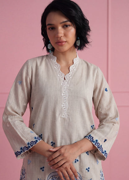 Embroidered Ivory Khaddar Pakistani Suit Online in Sri Lanka India Australia