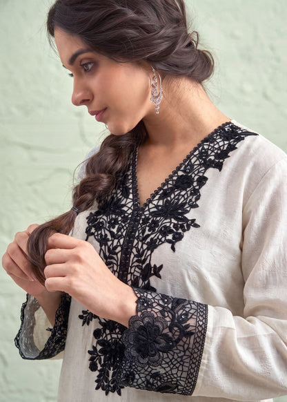 Embroidered Ivory Lawn Salwar Kameez Online in KSA Riyadh Saudi Arabia Oman Bahrain Qatar