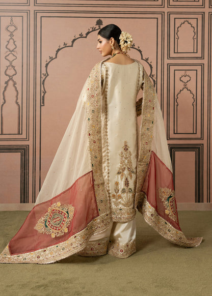 Embroidered Ivory Organza Guest Wear Suit Online in Dubai UAE Abudhabi Ajman Sharjah