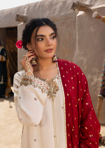 Embroidered Ivory Silk Farshi Gharara Suit Online in Dubai UAE Abudhabi Ajman Sharjah