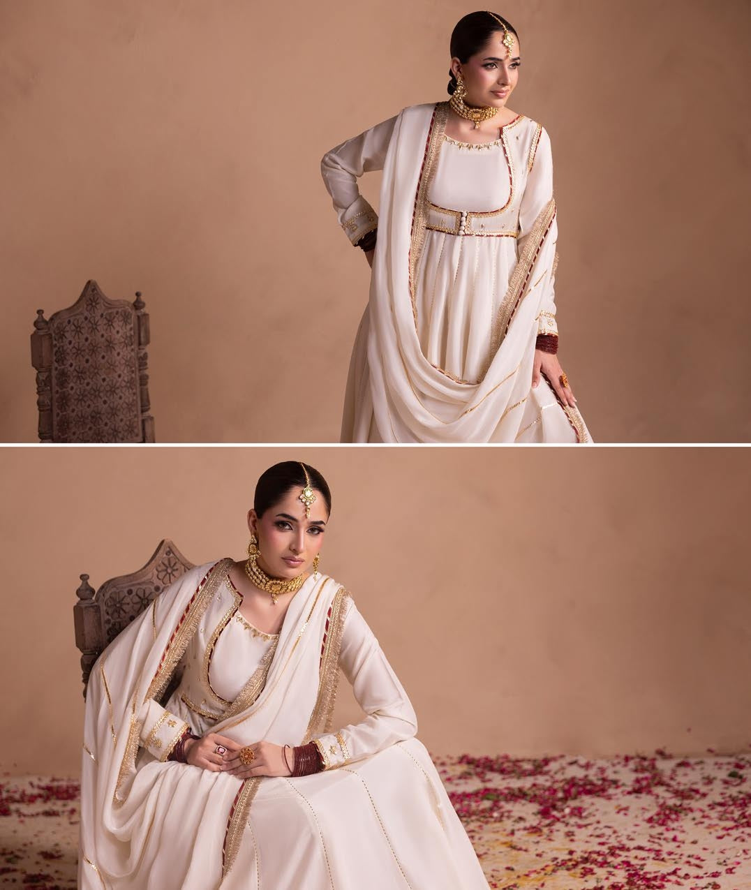 Embroidered Ivory Silk Formal Wear Online in Sri Lanka India Australia