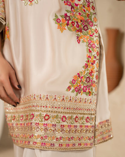 Embroidered Ivory Silk Salwar Suit Online in Dubai DXB UAE Abudhabi Meena Bazaar