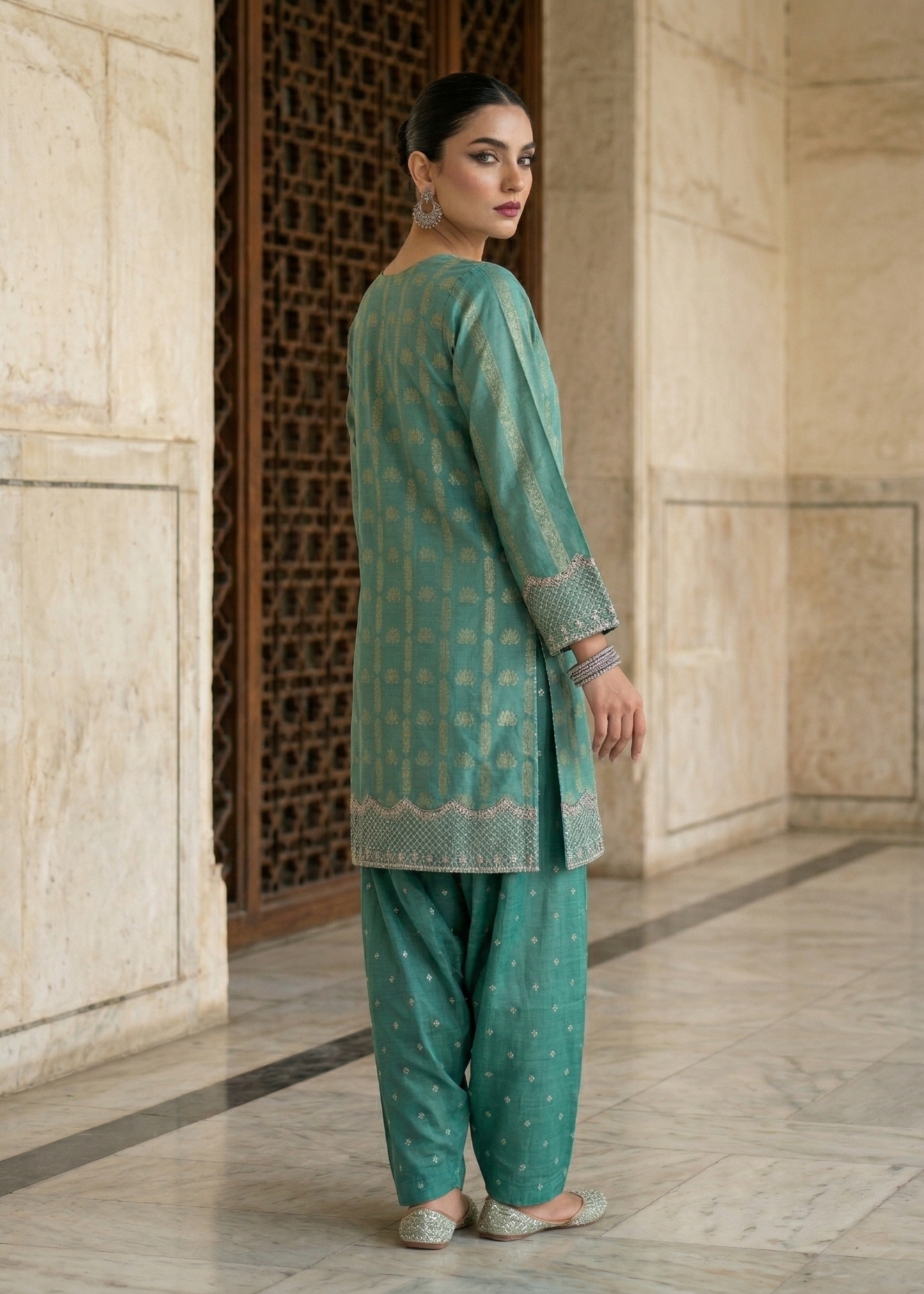 Embroidered Jacquard Farshi Shalwar Dress Online in Dubai DXB UAE Abudhabi Meena Bazaar