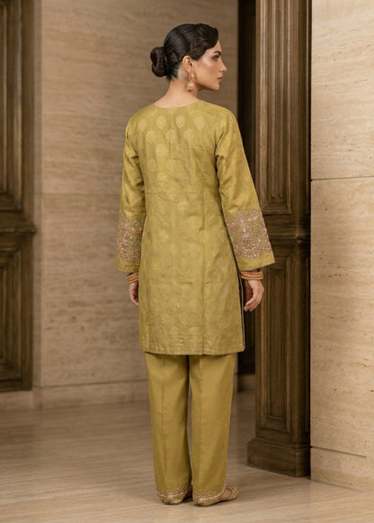 Embroidered Jacquard Mari Gold Unstitched Suit Online in Sri Lanka India Australia