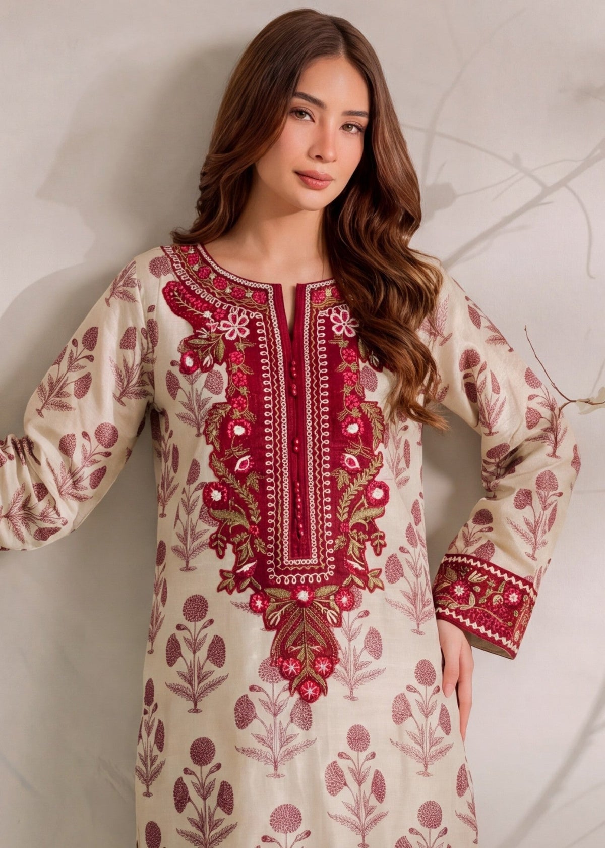 Embroidered Khaddar Kaftan for Women Online in Sri Lanka India Australia
