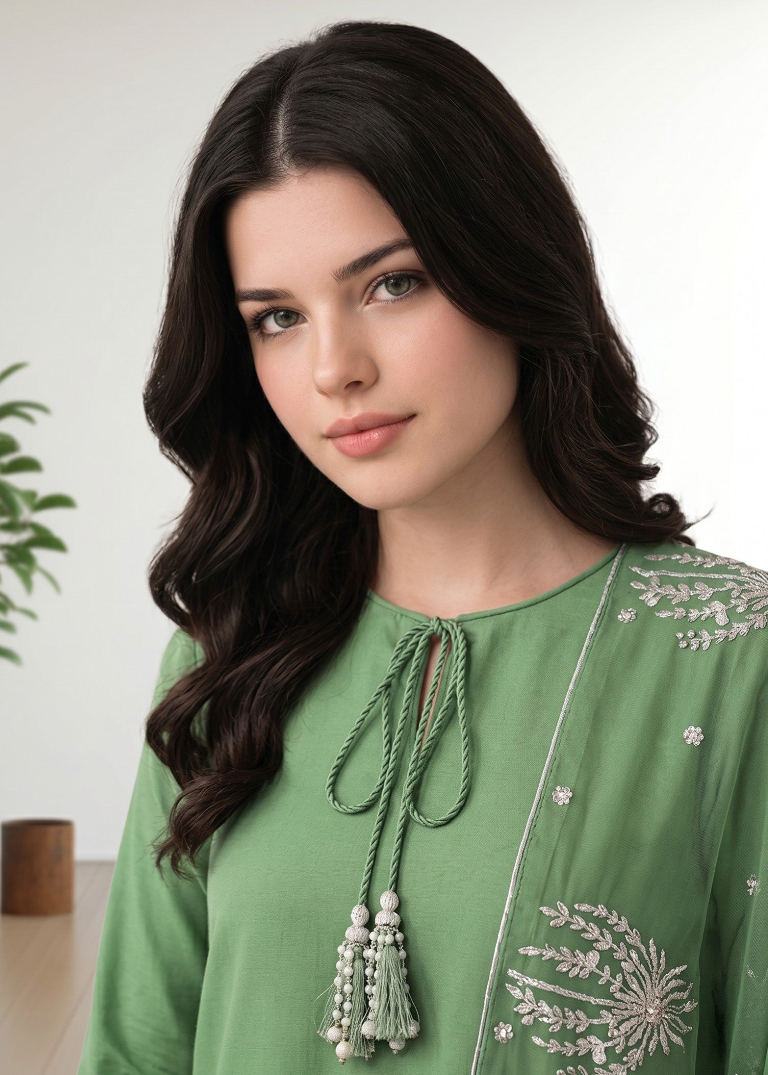 Embroidered Khaddar Kurta Plazzo Dupatta Set Online in Dubai UAE Abudhabi Ajman Sharjah