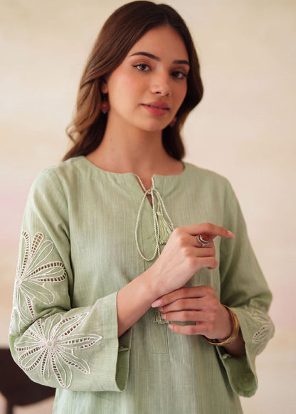 Embroidered Khaddar Kurta Set with Plazzo Online in Dubai UAE Abudhabi Ajman Sharjah