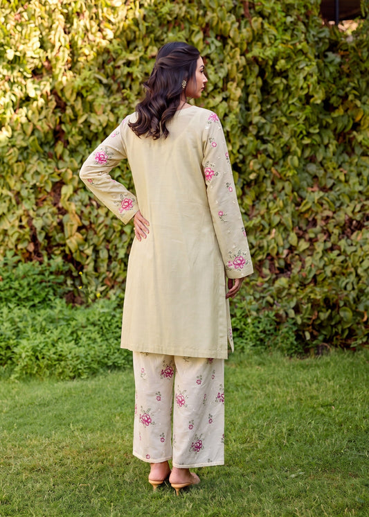 Embroidered Khaki Brown Lawn Salwar Kameez Online in KSA Riyadh Saudi Arabia Oman Bahrain Qatar
