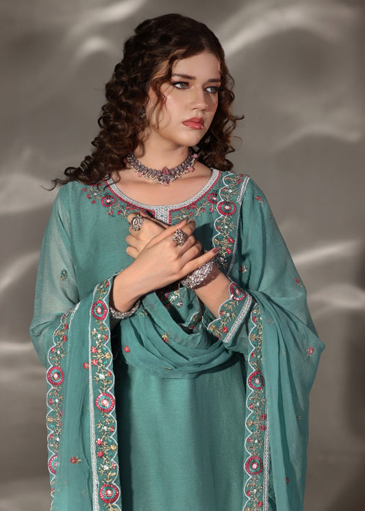 Embroidered Kurti Sharara Dupatta Set Online in Dubai DXB UAE Abudhabi Meena Bazaar