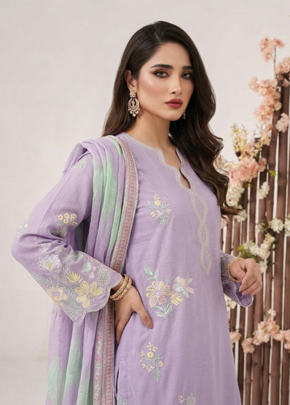 Embroidered Lavender Lawn Ladies Suit Online in Dubai UAE Abudhabi Ajman Sharjah