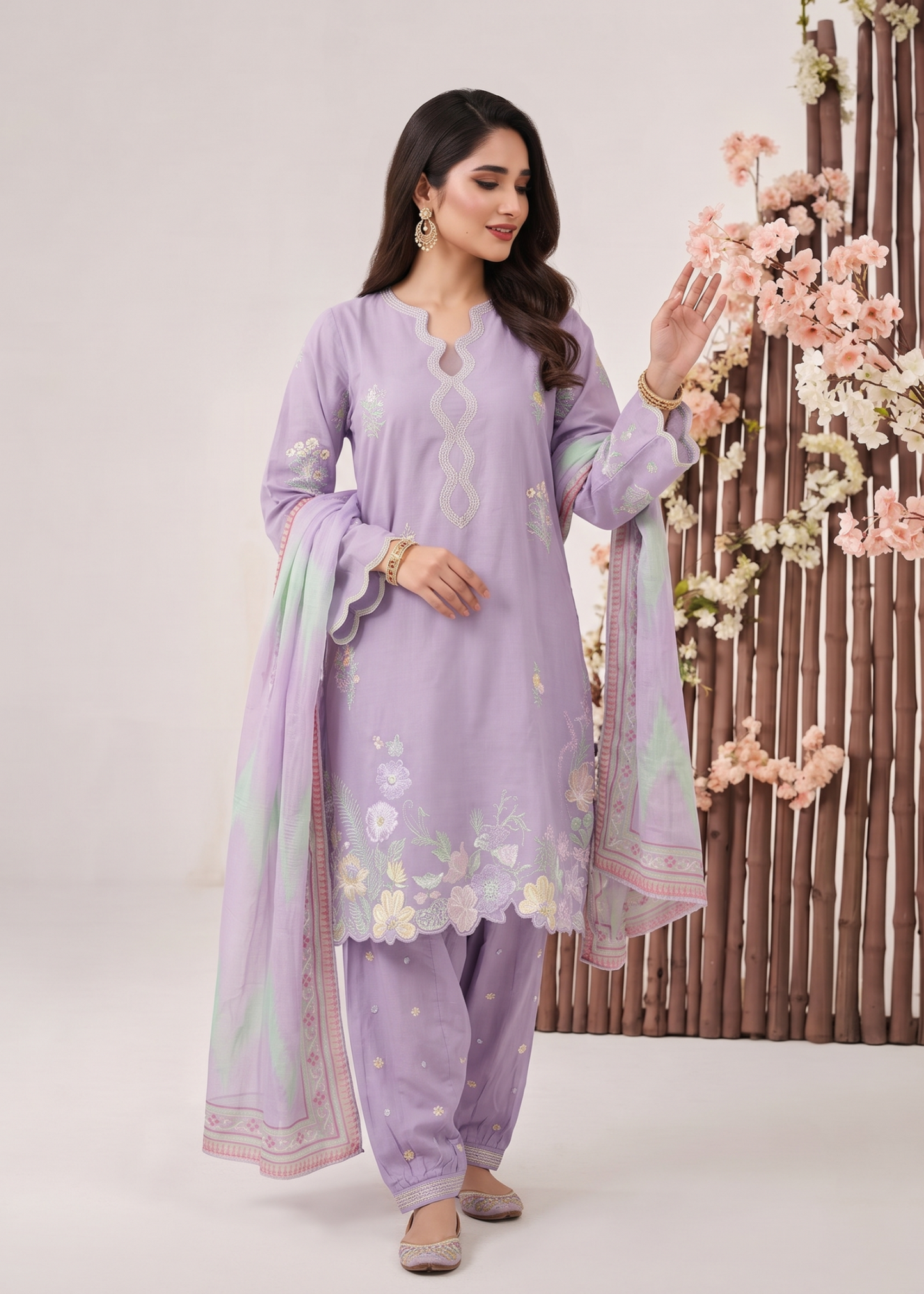 Embroidered Lavender Lawn Shalwar Kameez Online in UK USA Canada